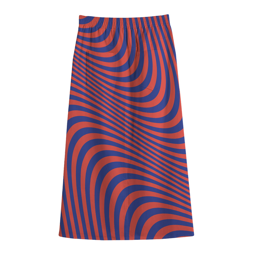 Psychedelic Illusion Print Cotton Front Slit Maxi Skirt