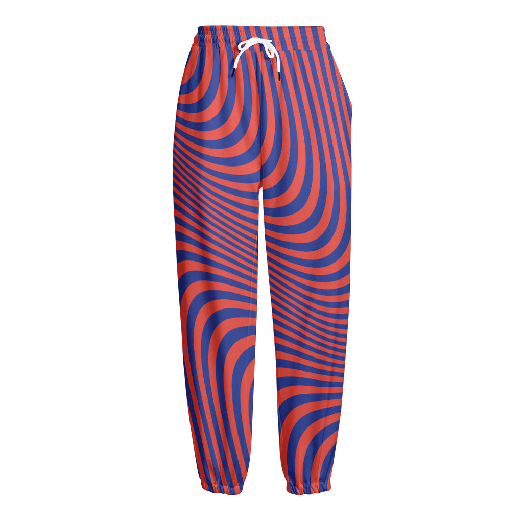 Psychedelic Illusion Print Fleece Lined Knit Pants