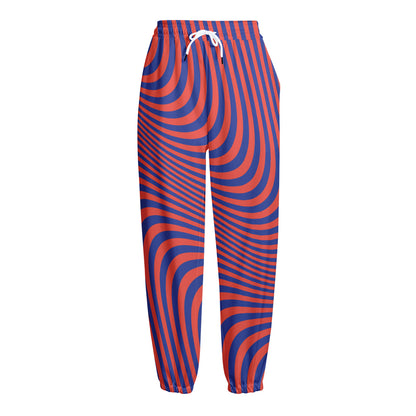 Psychedelic Illusion Print Fleece Lined Knit Pants