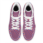 Psychedelic Illusion Print High Top Leather Sneakers