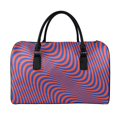 Psychedelic Illusion Print Leather Duffle Bag