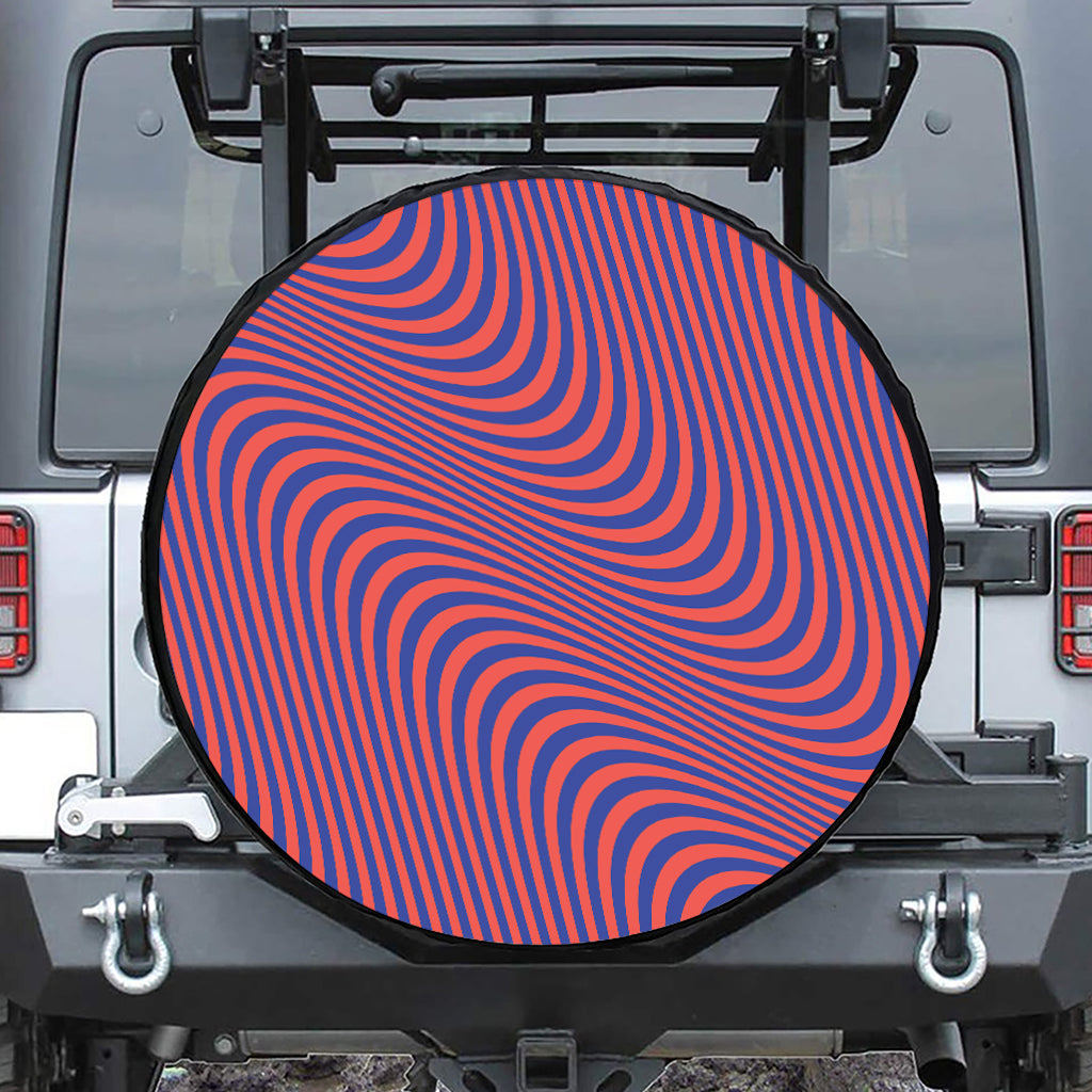 Psychedelic Illusion Print Leather Spare Tire Cover