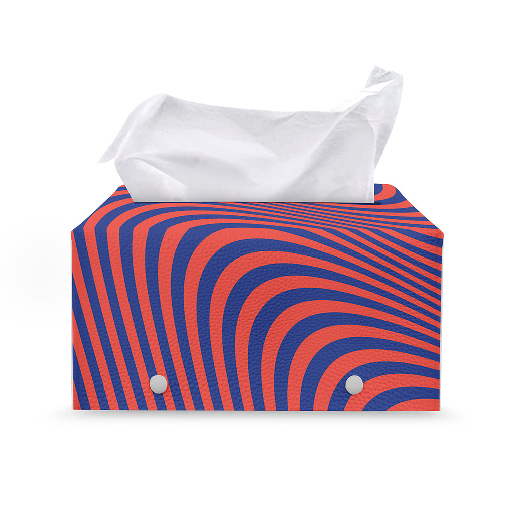 Psychedelic Illusion Print Leather Tissue Box Cover