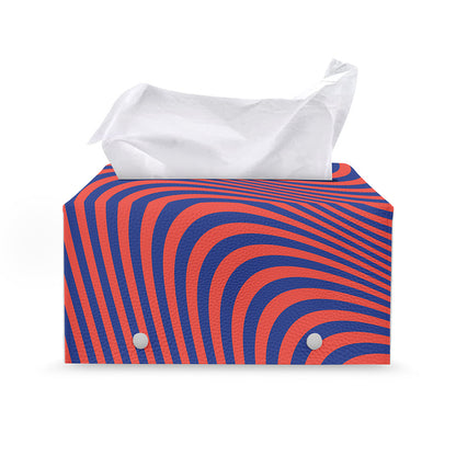 Psychedelic Illusion Print Leather Tissue Box Cover