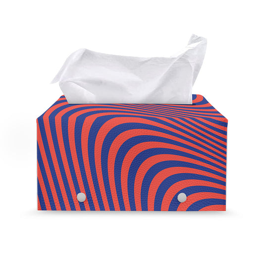 Psychedelic Illusion Print Leather Tissue Box Cover