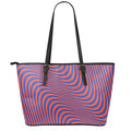 Psychedelic Illusion Print Leather Tote Bag With Zipper