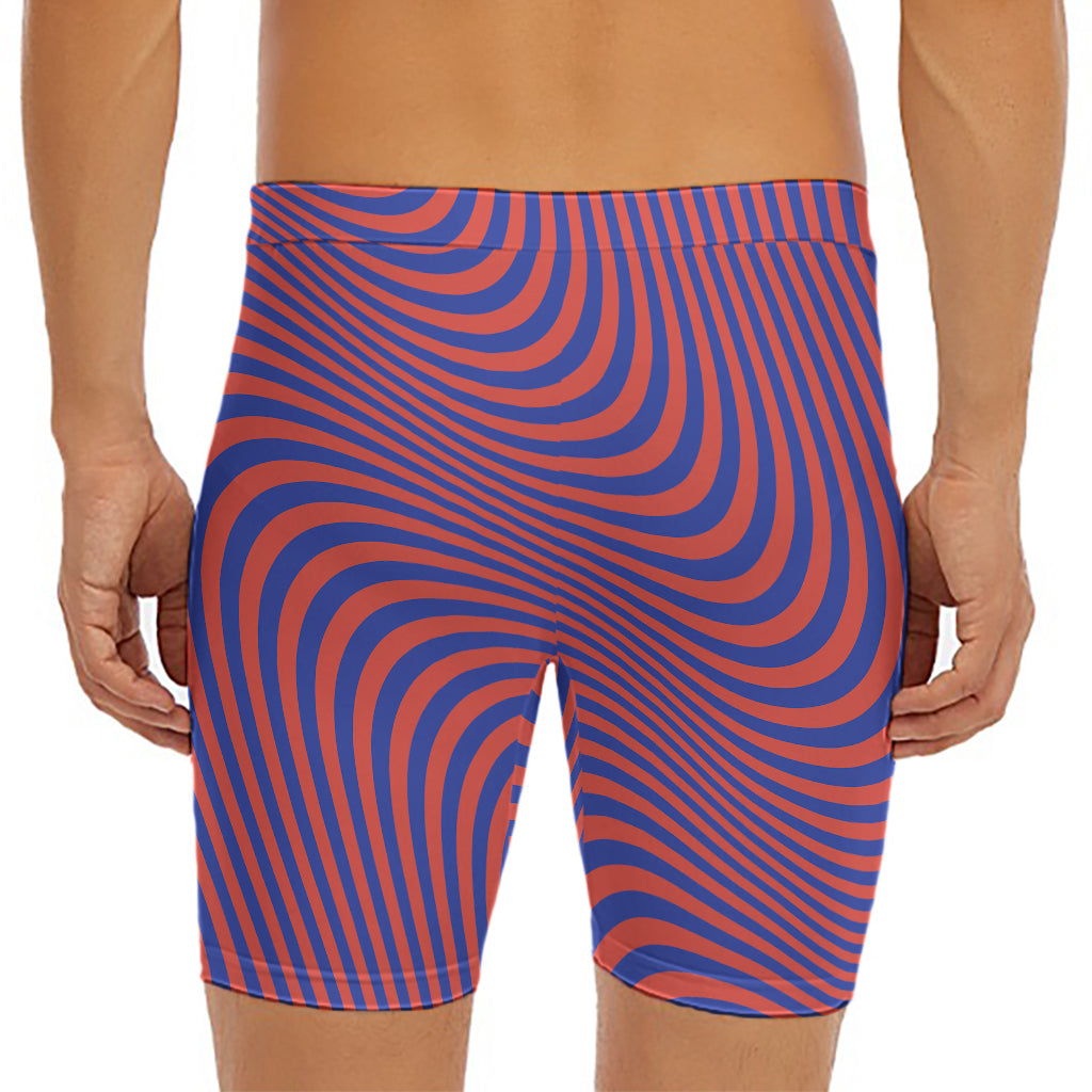 Psychedelic Illusion Print Men's Long Boxer Briefs