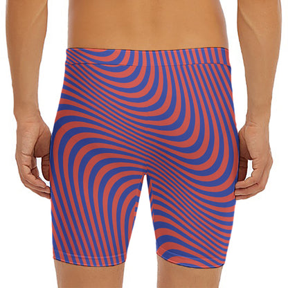 Psychedelic Illusion Print Men's Long Boxer Briefs
