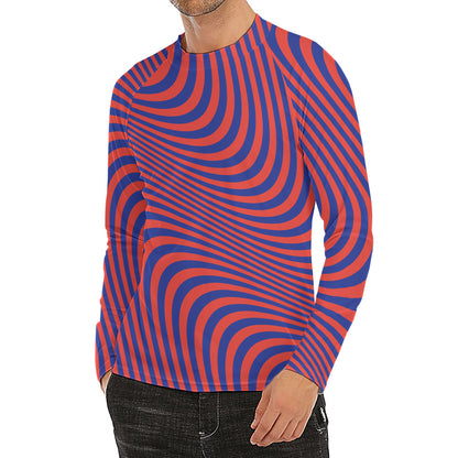 Psychedelic Illusion Print Men's Long Sleeve Rash Guard