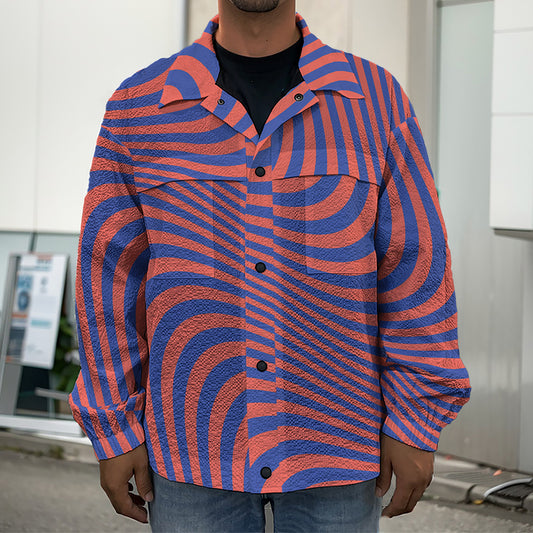 Psychedelic Illusion Print Men's Shirt Jacket