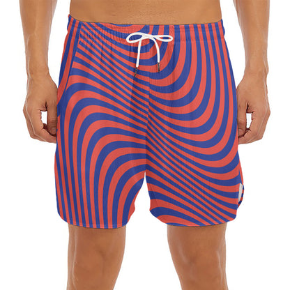 Psychedelic Illusion Print Men's Split Running Shorts