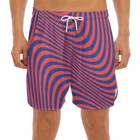 Psychedelic Illusion Print Men's Split Running Shorts