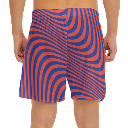 Psychedelic Illusion Print Men's Split Running Shorts
