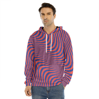 Psychedelic Illusion Print Men's Velvet Pullover Hoodie
