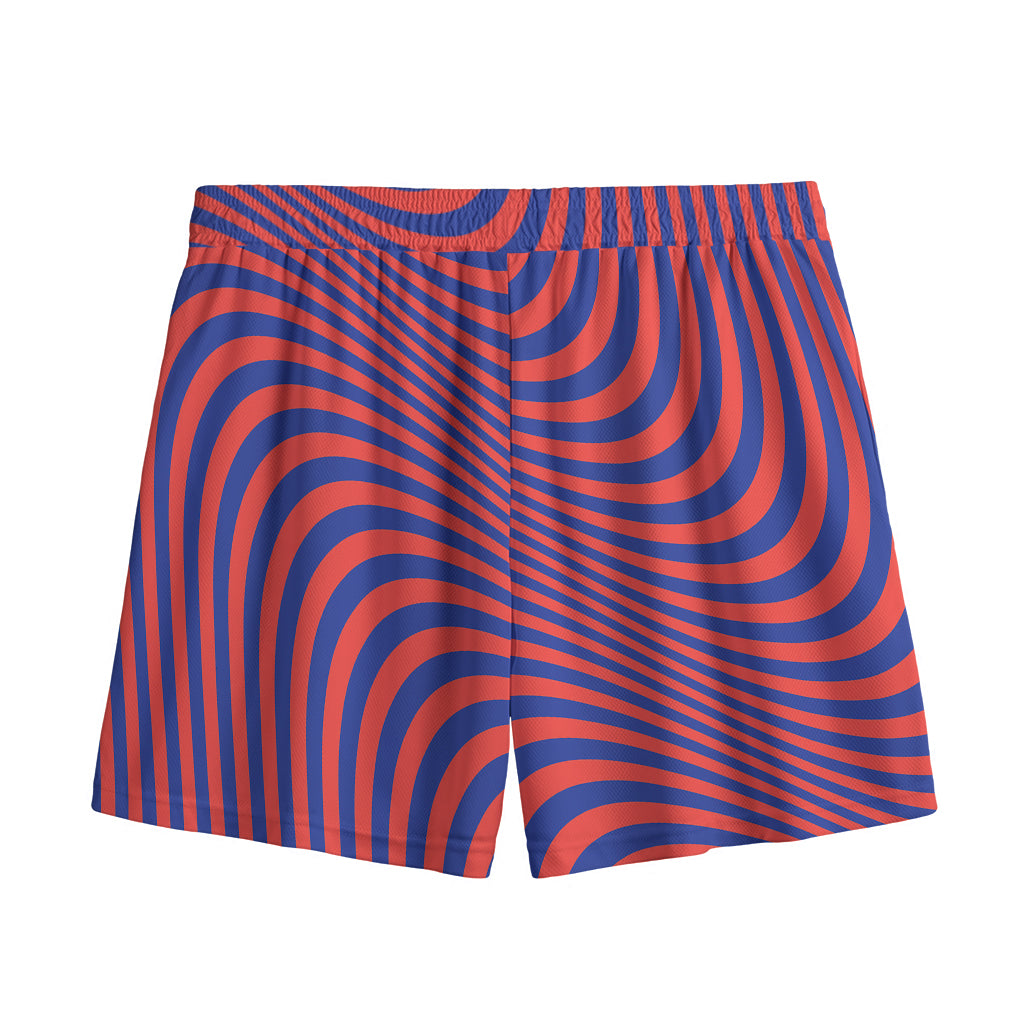 Psychedelic Illusion Print Mesh Shorts