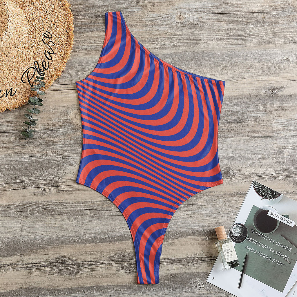 Psychedelic Illusion Print One Shoulder Bodysuit