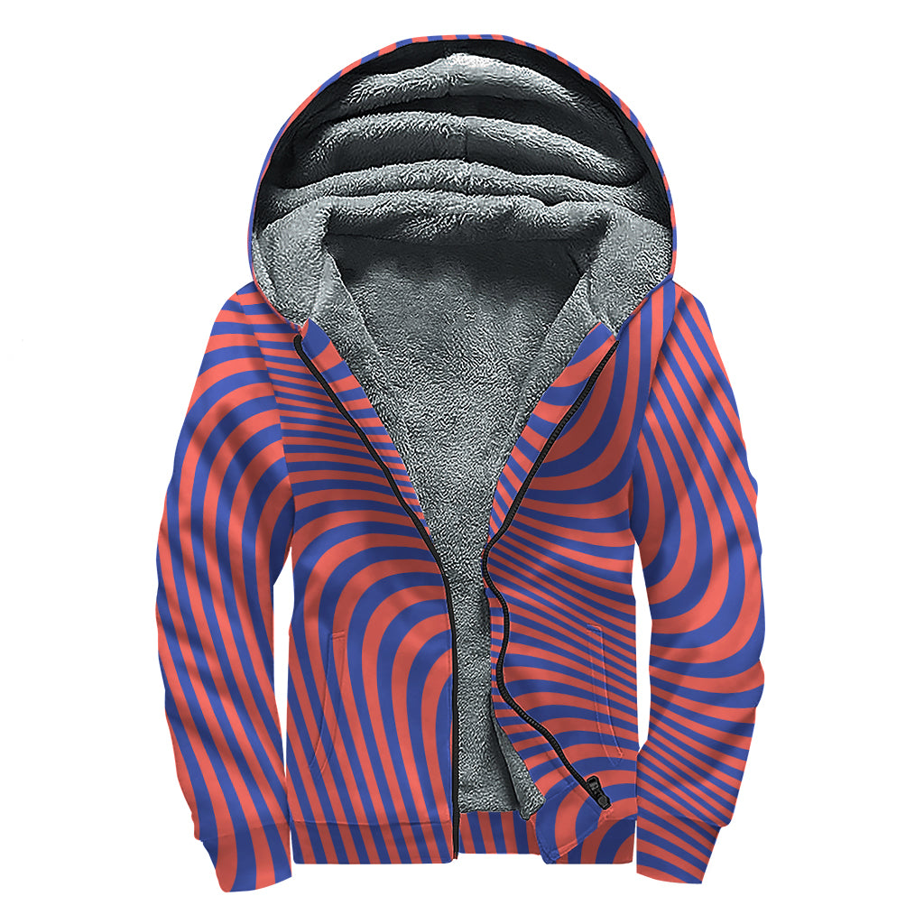 Psychedelic Illusion Print Sherpa Lined Zip Up Hoodie