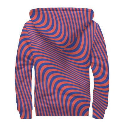 Psychedelic Illusion Print Sherpa Lined Zip Up Hoodie