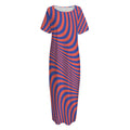 Psychedelic Illusion Print Short Sleeve Long Nightdress