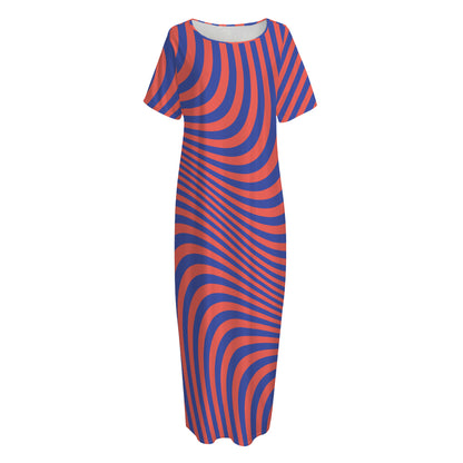 Psychedelic Illusion Print Short Sleeve Long Nightdress