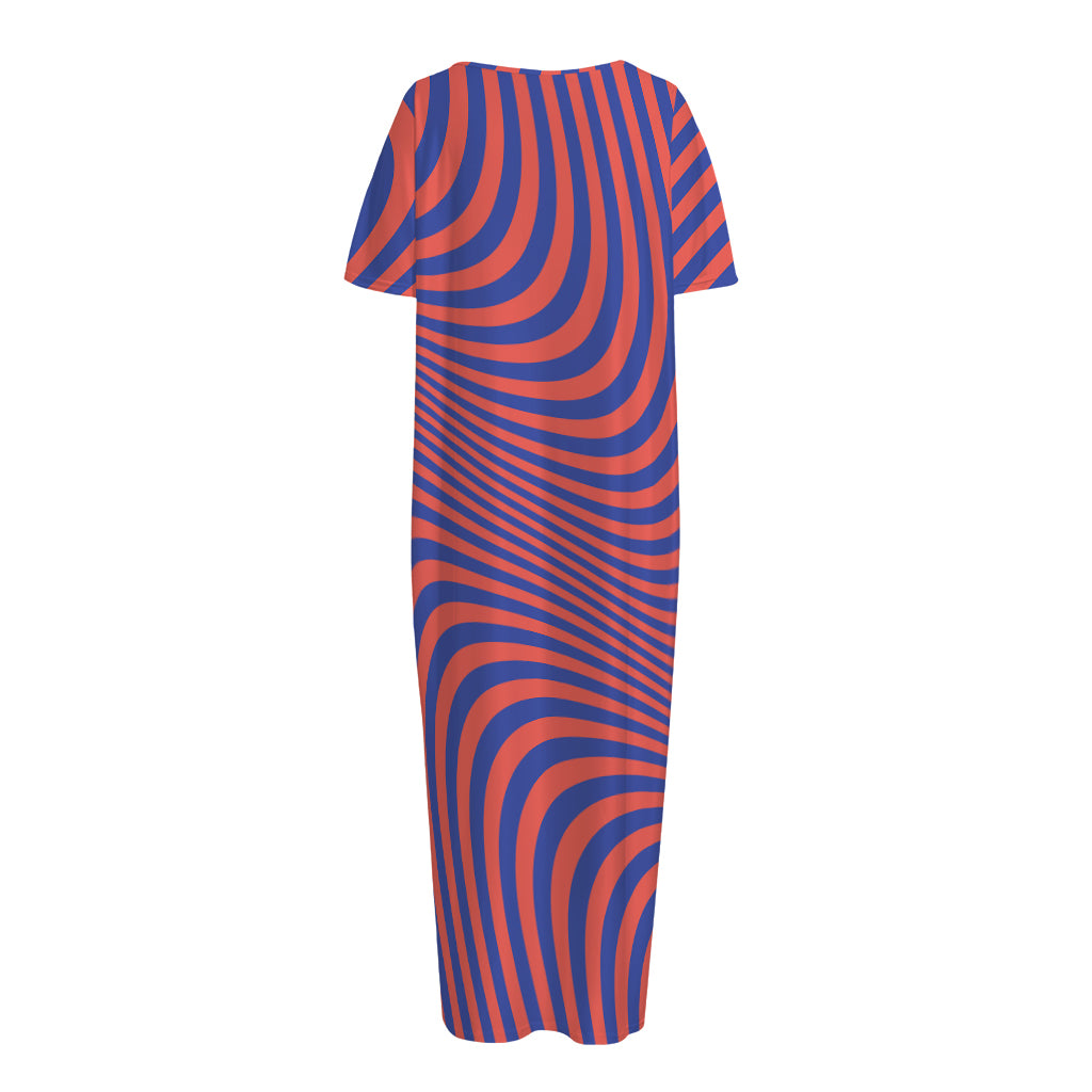 Psychedelic Illusion Print Short Sleeve Long Nightdress