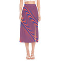 Psychedelic Illusion Print Side Slit Midi Skirt