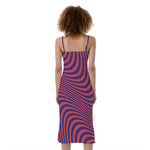 Psychedelic Illusion Print Slim Fit Midi Cami Dress