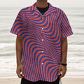 Psychedelic Illusion Print Textured Short Sleeve Shirt