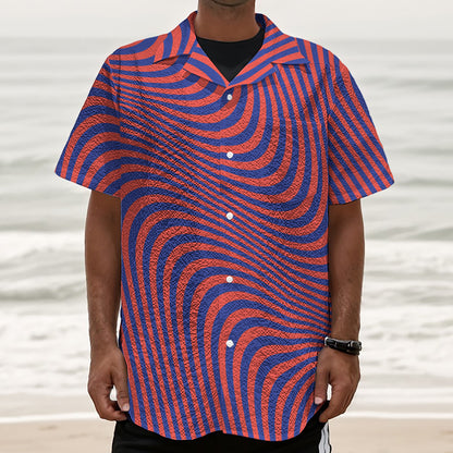 Psychedelic Illusion Print Textured Short Sleeve Shirt