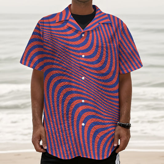 Psychedelic Illusion Print Textured Short Sleeve Shirt
