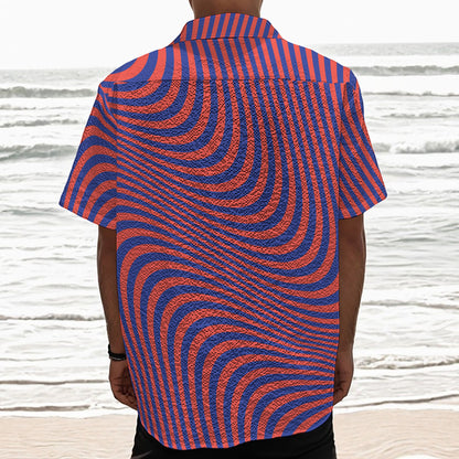 Psychedelic Illusion Print Textured Short Sleeve Shirt