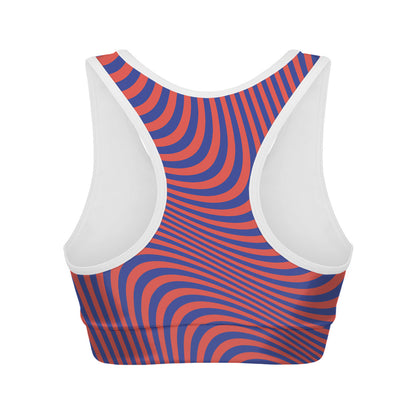 Psychedelic Illusion Print Women's Sports Bra