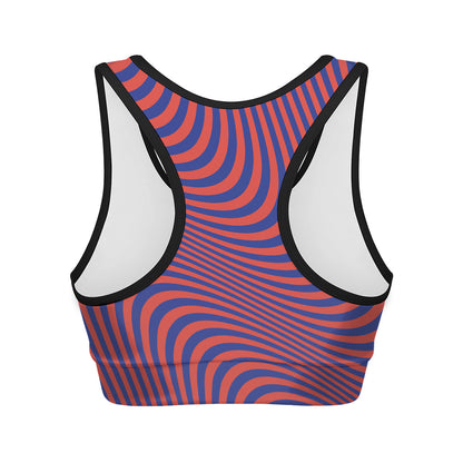 Psychedelic Illusion Print Women's Sports Bra