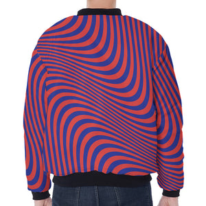 Psychedelic Illusion Print Zip Sleeve Bomber Jacket