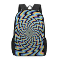 Psychedelic Illusory Motion Print 17 Inch Backpack
