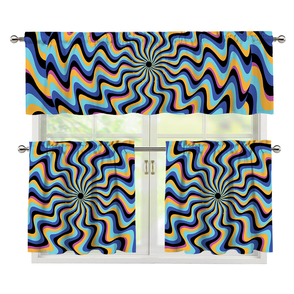 Psychedelic Illusory Motion Print 3 Piece Kitchen Curtains