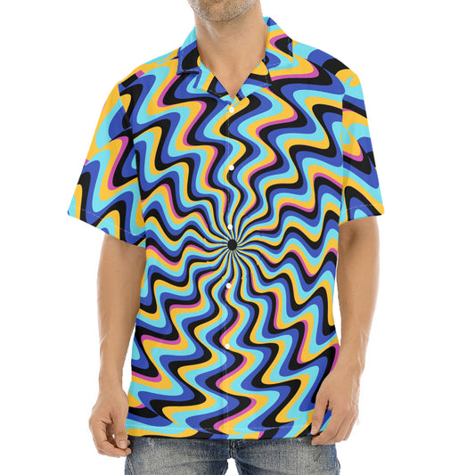 Psychedelic Illusory Motion Print Aloha Shirt