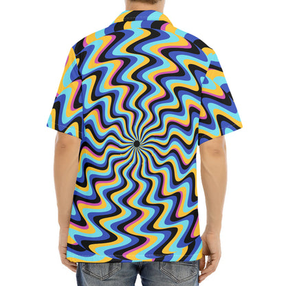 Psychedelic Illusory Motion Print Aloha Shirt