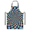 Psychedelic Illusory Motion Print Bib Apron With Pocket