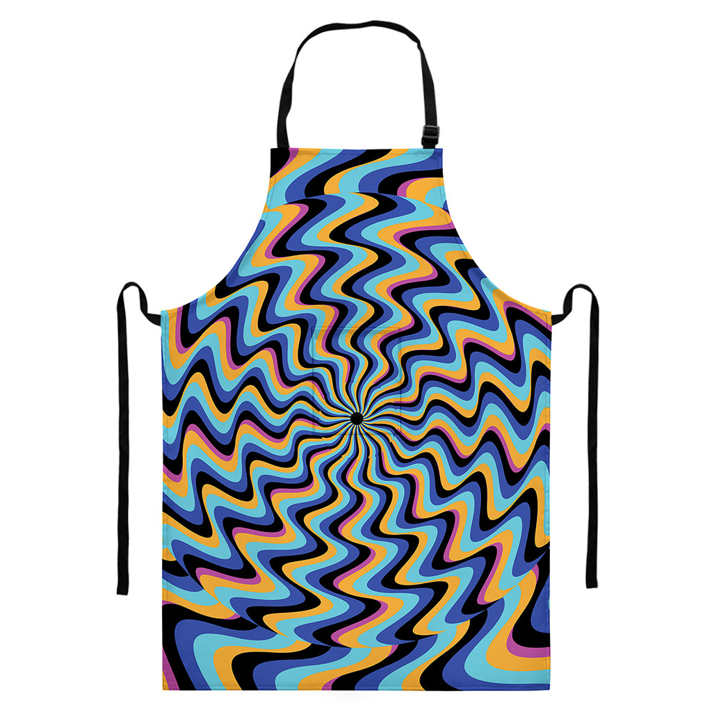 Psychedelic Illusory Motion Print Bib Apron With Pocket