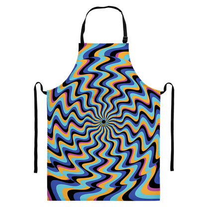 Psychedelic Illusory Motion Print Bib Apron With Pocket