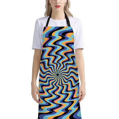 Psychedelic Illusory Motion Print Bib Apron With Pocket