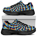Psychedelic Illusory Motion Print Black Chunky Shoes