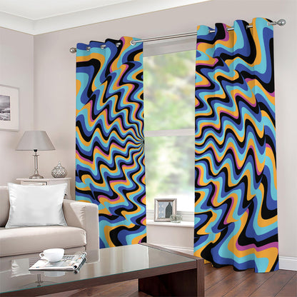 Psychedelic Illusory Motion Print Blackout Grommet Curtains