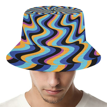 Psychedelic Illusory Motion Print Bucket Hat