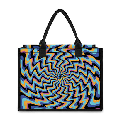 Psychedelic Illusory Motion Print Canvas Tote Bag
