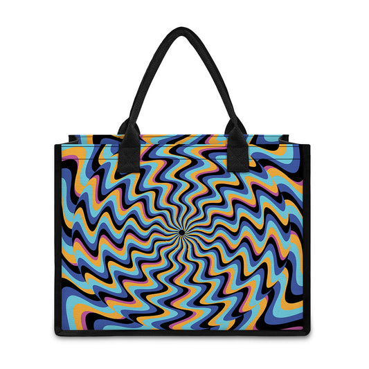 Psychedelic Illusory Motion Print Canvas Tote Bag