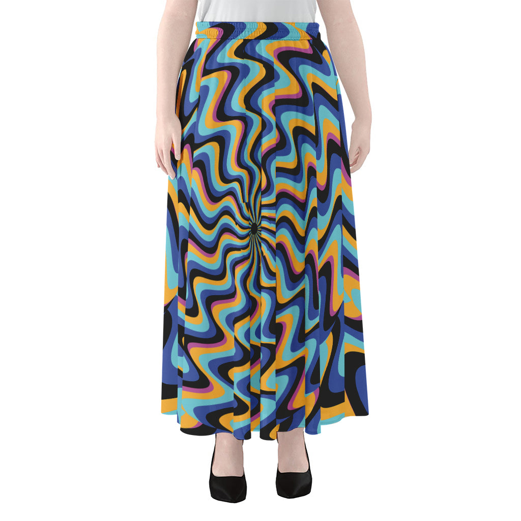 Psychedelic Illusory Motion Print Chiffon Maxi Skirt