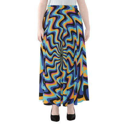 Psychedelic Illusory Motion Print Chiffon Maxi Skirt
