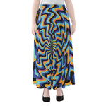 Psychedelic Illusory Motion Print Chiffon Maxi Skirt